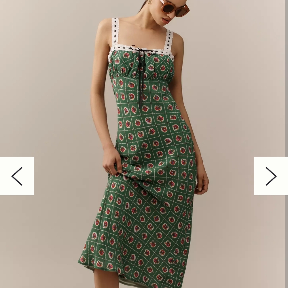 Green Floral Midi Dress